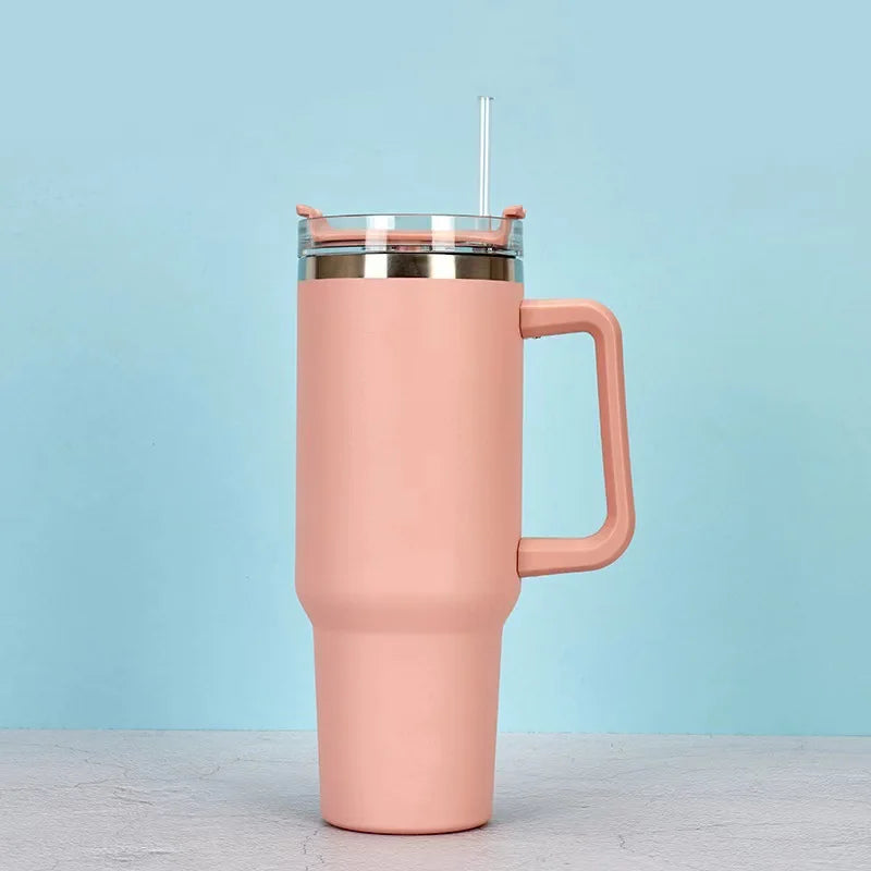 40Oz Mug Tumbler with Handle Insulated Stainless Steel Coffee Tumbler with Lids Straw Tumbler Termoses for Travel Vacuum Flasks