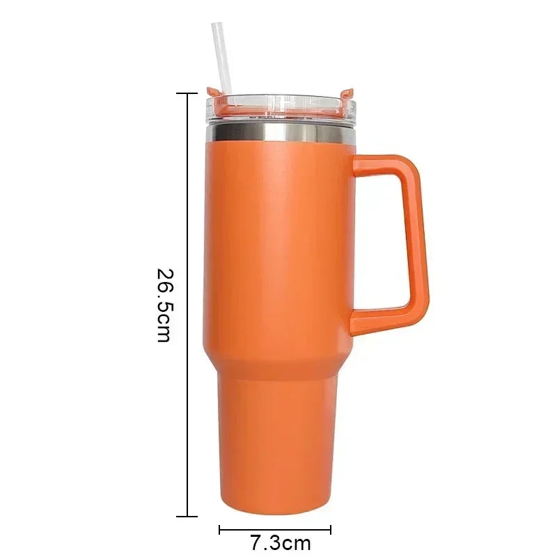 40Oz Mug Tumbler with Handle Insulated Stainless Steel Coffee Tumbler with Lids Straw Tumbler Termoses for Travel Vacuum Flasks
