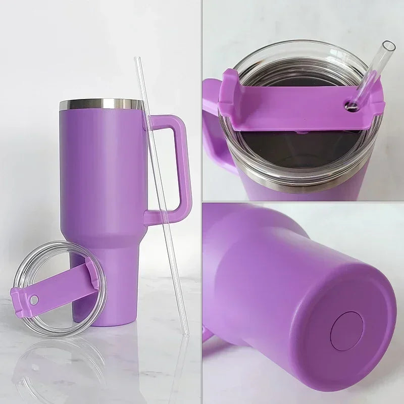 40Oz Mug Tumbler with Handle Insulated Stainless Steel Coffee Tumbler with Lids Straw Tumbler Termoses for Travel Vacuum Flasks