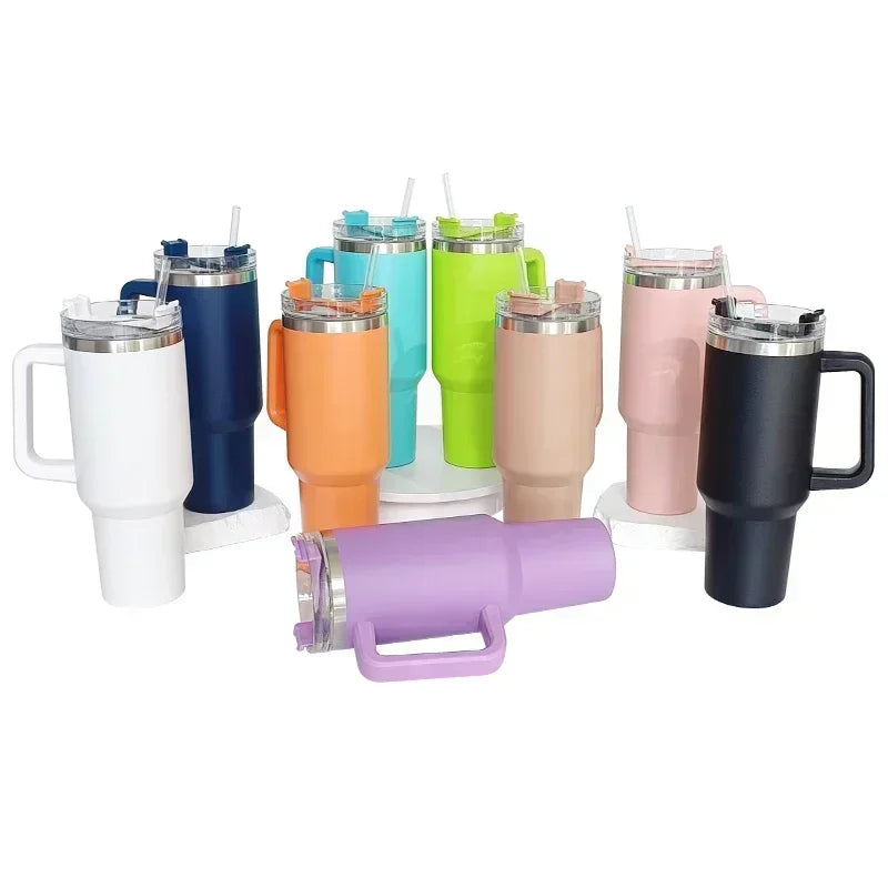 40Oz Mug Tumbler with Handle Insulated Stainless Steel Coffee Tumbler with Lids Straw Tumbler Termoses for Travel Vacuum Flasks